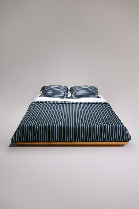 DARK NAVY -- Stripe Print Luxury Bamboo Duvet Set