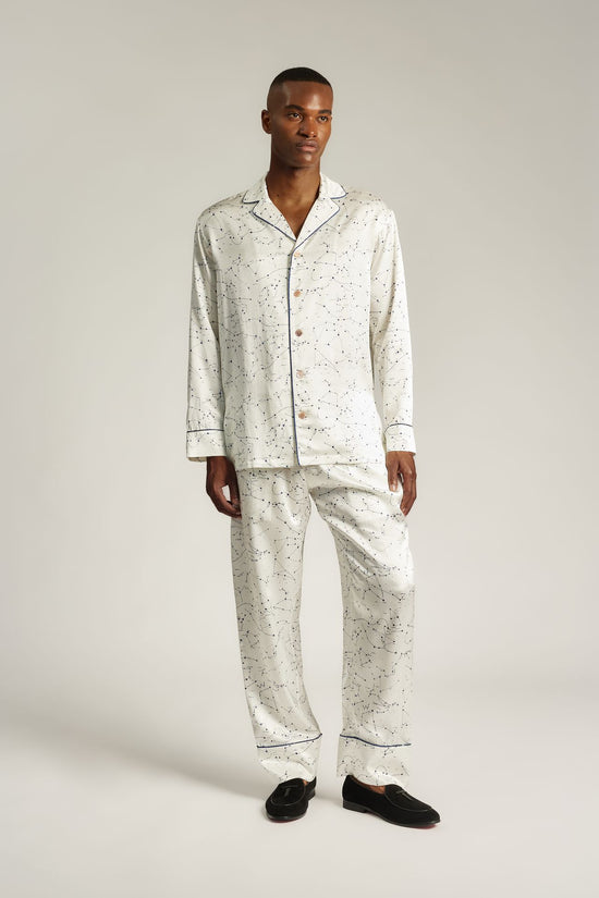 WHITE -- Luan Night Sky Print Silk Pajama Set