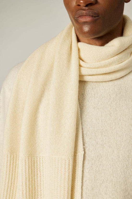 OFF WHITE -- Noah Ribbed Accent Cashmere Scarf