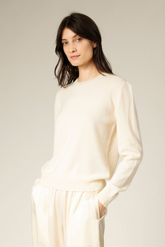 OFF WHITE -- Lia Crew Neck Cashmere Sweater