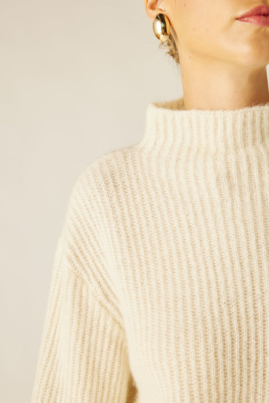 OFF WHITE -- Mia Funnel Neck Cashmere Sweater