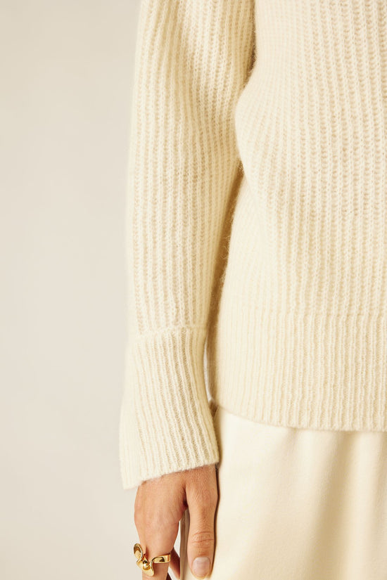OFF WHITE -- Mia Funnel Neck Cashmere Sweater
