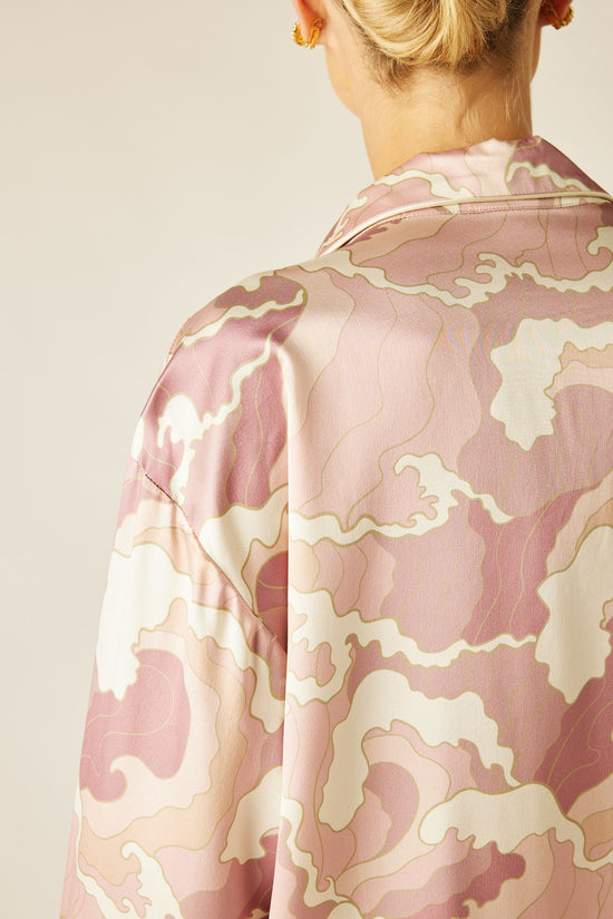 ROSE -- Athena Wave Print Silk Pajama Set