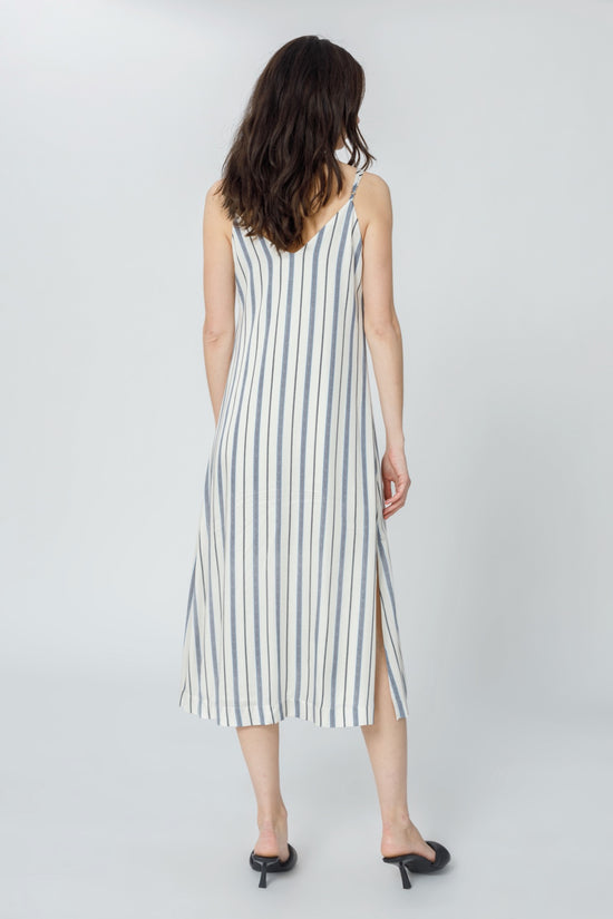 CREAM STRIPE -- Women’s Stripe Printed Luxury Bamboo Slip Long Dress