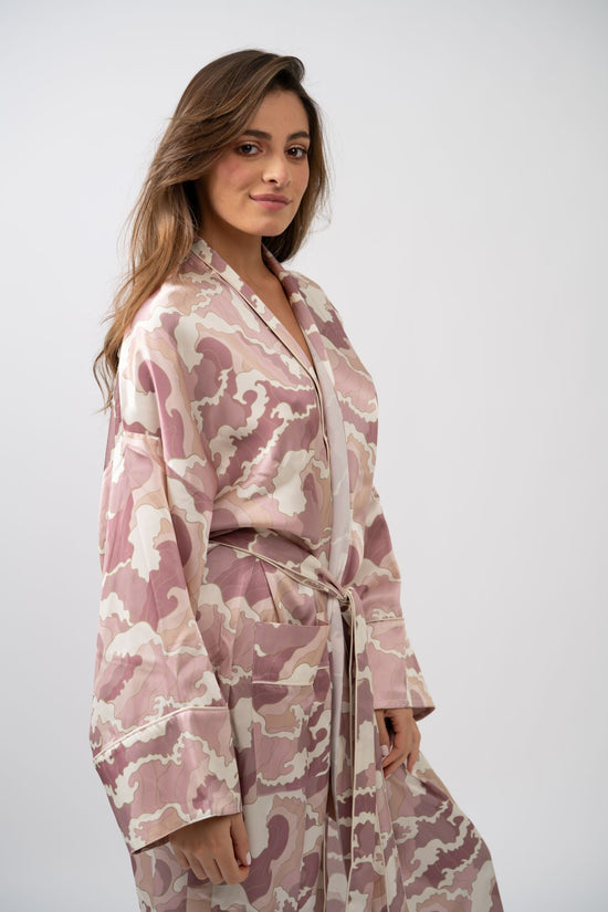 ROSE -- Kai Wave Print Silk Women’s Robe